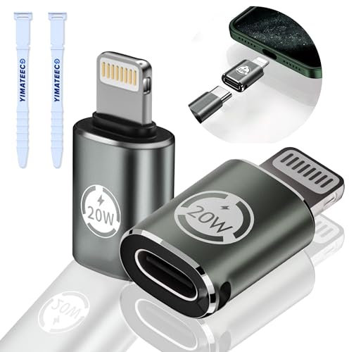 YIMATEECO USB C auf Lightning Adapter, USB-C Buchse auf Lightning Stecker Unterstützt 20W PD Schnellladung & Datensynchronisierung für iPhone 14/13/12/11/XS/XR/iPad, Nicht für OTG (Dunkelgrün, 2Stü)