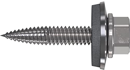 Refabo Tornillos autorroscantes RP-T2 Plus de chapa fina, 6,0 x 25 mm, con cabeza hexagonal y junta E16, bimetal A2, acero galvanizado, 100 unidades