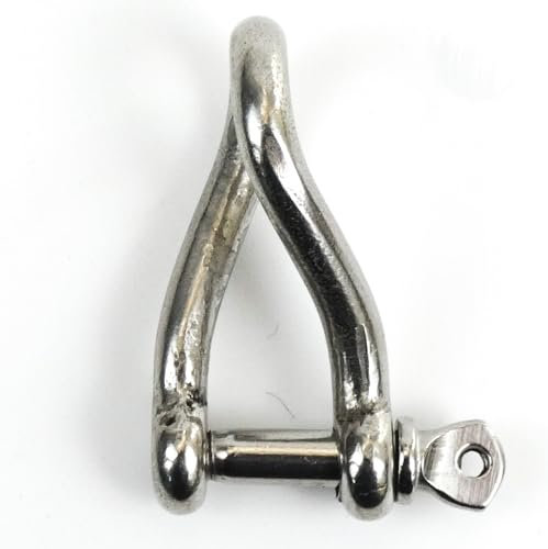 DAUMLINK® Lot de 2 manilles rondes torsadées, matériau : acier inoxydable A4/Aisi 316 (2 pièces) comme connecteur de chaînes ou de tampons aux œillets (4 mm)