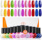 MODELONES Nagellack Neon, 12 PCS Nagellack Schnelltrocknend Neon Pink Gelb Grün Blau Violett Rosa Glitzer Sommer Nagellack Ungiftig Auf Wasserbasis, Langanhaltender Nagellack für DIY Salon Geschenk