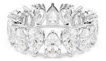 Swarovski Matrix Vittore Ring, Weißer Damenring mit Silberfarbenem Finish und Weißen Kristallen im Tropfenschliff in Durchgehender Reihe, Größe: 50