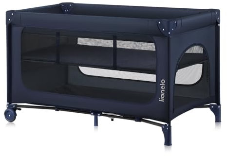 Lionelo Jasmin Easy FoldReisebett für Kinder bis zu 15 kg von 0 bis 36 Monaten Schaumstoffmatratze T25, 2 Höhenstufen, Einfaches Zusammenfalten Easy Fold, Seiteneinstieg, Rollen