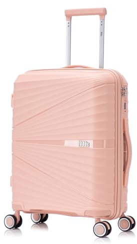 1990s Maleta Grande expandible Polipropileno 75cm para 25kg (117L)| Maleta Semirigida Extensible con 4 Ruedas Giratorias y Candado Incrustada (Rosa Claro)