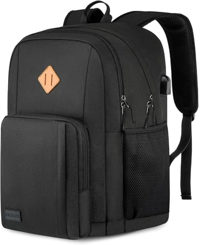 Liokesa Rucksack Herren, Schulrucksack Jungen Teenager, Wasserdichtem Schule 15.6 Zoll Laptop Rucksack mit USB Ladeanschluss, Arbeit Reisen Rucksack für Teenager Jungen Herren, Schwarz