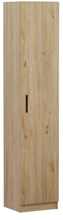 amuéblate online - Armario Auxiliar Multiusos de Una Puerta y 4 Baldas Alaska, Práctico y Funcional, Color Roble Miel, 37 cm (Ancho) x 180 cm (Alto) x 35 cm (Fondo)