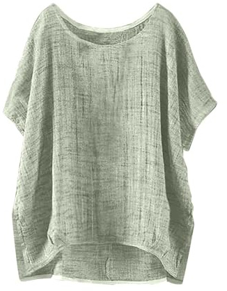 Camisas Mujer Basica Verano Manga Corta Talla Grande Blusas Elegantes Moda Vestir Camisetas Algodón y Lino Transpirable Camisa Cómoda Informal Camiseta Boda Shirts Oficina Tops Trabajo Fiesta