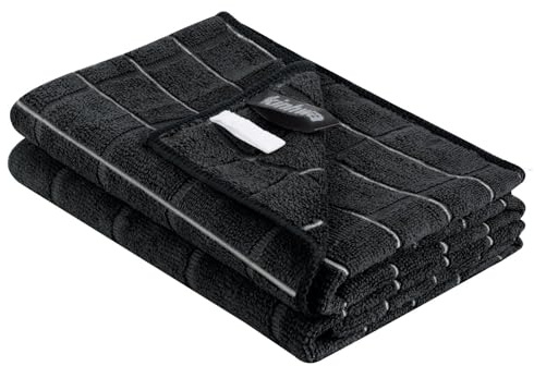 KinHwa Microfiber Tea Towels for Kitchen Dish Towels for Drying DishesPack of 2 Super Absorbent & Quick Drying Cleaning Kitchen Towels Set 45x65cm Machine Washable Hotel Quality Black T Towel Set