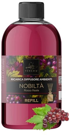 Lady Venezia – Ricarica Profumatore Ambiente all’ Uva Rossa 500 ml – Ricarica diffusore ambiente – Profumo ambienti Lunga Durata – Profumo per Casa, Ufficio, Bagno, Ristorante, Spa - Made in Italy