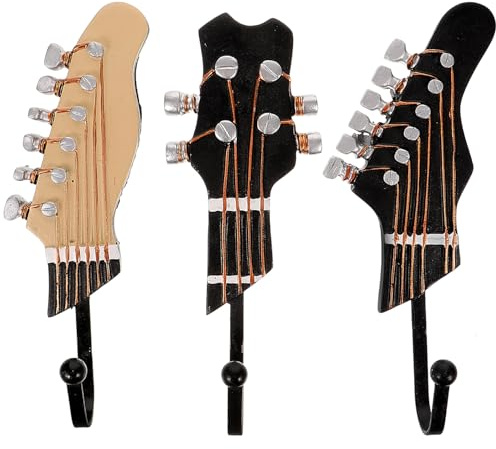 ERINGOGO 3 pezzi Ganci da Parete Forma di Chitarra in Resina Appendi Oggetti per Casa e Decorazioni Musicali Ganci Decorativi Resistenti per Cappelli Sciarpe e Asciugamani Regalo per