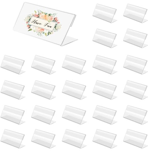 24 Pièces Porte Étiquettes de Prix, VEGCOO Support d'affichage de Prix en Acrylique Transparent Supports d'Étiquettes pour Boulangeries Épiceries Bureau(6 * 4cm) (24)