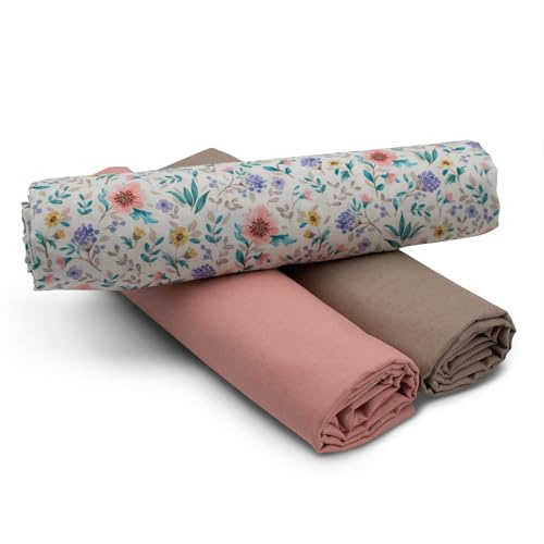 VmG-Store 1,5 m bomullstyg, set, designtyg 2 x enfärgad, färgkoordinerad, 100 % bomullsmaterialurval (blomstermagi set 48)