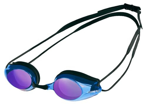 Arena Tracks Mirror Unisex Wettkampf-Schwimmbrille für Erwachsene, Schwimmbrille mit Verspiegelten Antibeschlag-Gläsern, UV-Schutz, 4 Austauschbare Nasenstege, Silikondichtungen