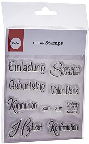 Rayher 59835000 Clear Stamp Anlass 1, 96,5x91x3,2mm, Weiß