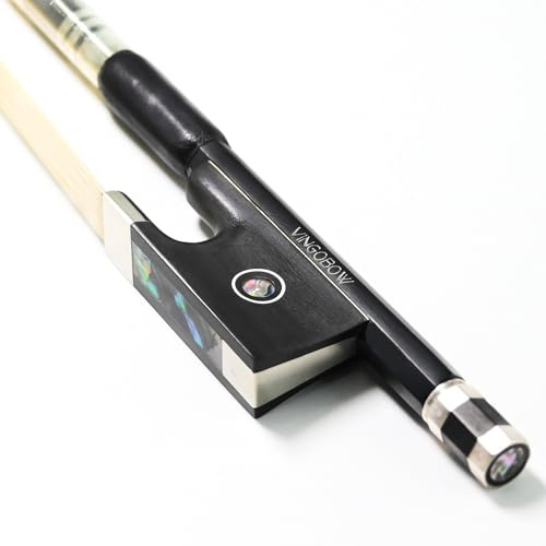 1/2 Half Size Carbon Fiber Violin Bow Full 101V Advanced Level 62 cm Parisian Eyes Ebony Frog Straight Smooth Screw Strong Durable Unbleached Mongolian Horse Hair Warm Sweet Sound