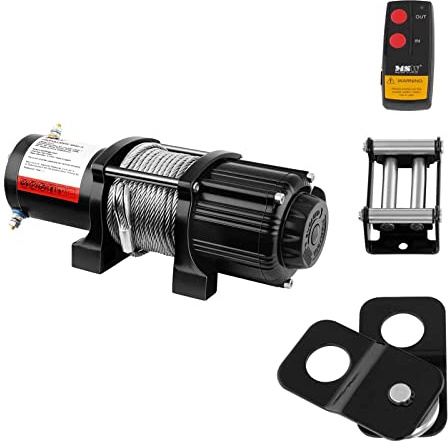 MSW Verricello Elettrico Fuoristrada Offroad PROPULLATOR 4500-A (Forza di trazione: 2.040 kg / 4.500 lbs, Motore a magnete permanente, 15 m Lunghezza del cavo, Tamburo: Ø 41 mm, Puleggia incl.)
