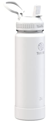 Takeya Actives Isolierte Edelstahl-Wasserflasche mit Strohhalm-Deckel, 680 ml, Arctic
