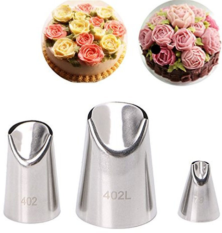 MUUZONING 3 Pezzi Ugello in Acciaio Inossidabile Decorazione Pasticceria, Decorazione Torte Set, Bocchette Decorative Accessori per Torte/Cupcakes, è Lo Strumento Perfetto per Maneggiare la Crema #1