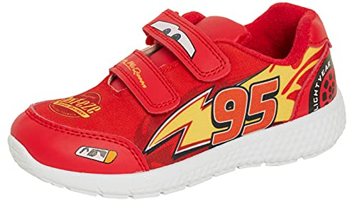 Disney Scarpe da ginnastica per bambini Saetta McQueen, scarpe sportive facili da allacciare, scarpe da ginnastica da skate, Rosso, 30 EU