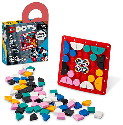 LEGO DOTS Disney Mickey and Minnie Mouse Stitch-On Patch 41963, DIY Toy Badge Making Kit to Decorate Clothes, Backpacks and More, Craft Kit for Kids Aged 8 Plus