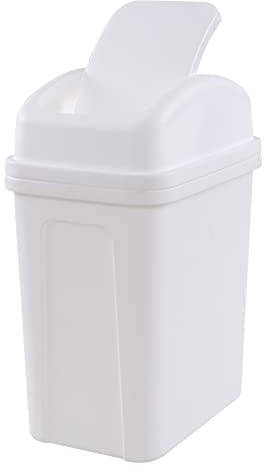 Callyne 1 cubo de basura de plástico con tapa oscilante, cubo de basura de cocina, color blanco