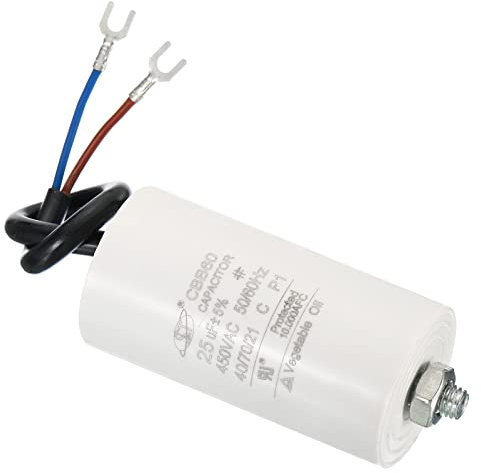 PATIKIL CBB60 25uF Running Capacitor, AC 450V 2 Wires 50/60Hz Cylinder Bottom with Screw 75x40mm for Washing Machine,Water Pump Motor Star