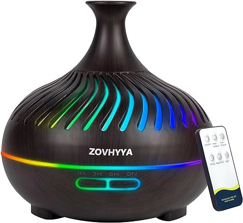 ZOVHYYA Aroma Diffuser 500 ml für Ätherisches Öle Mini luftbefeuchter Mit 7 Farben Aromatherapie-Diffuser Wenig Lärm Mit Fernbedienung 4 Timer 2 Sprühbilder Geeignet für Wohnzimmer
