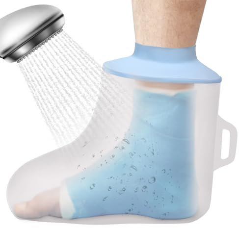 Fasola Protection Etanche Pied pour Douche et Piscine, Réutilisable Protège Pansement Pied Adulte, Sac Protège Pied Douche Maintenir le Bandage au Sec