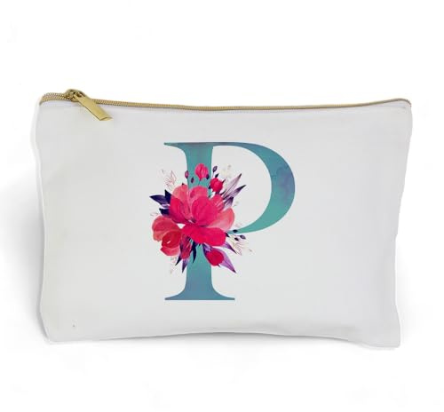 Monedero Billetero Neceser Pequeño Personalizado con Inicial Floral Regalo Mujer Estuche Viaje (P)