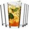 ALINK 16oz Highball Glasses, 6pc Tall Glass Sets. Lead-Free Crystal Drinking Glasses. Water Glasses, Mojito Glass Cups, Tom Collins Bar Glassware, and Mixed Drink Cocktail Glass Set