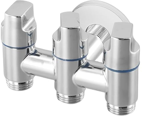 BBTISG Válvula de ángulo de 3 Vías, Válvula de ángulo de Salida 1 en 3 Válvulas de Conmutación Multifunción para Baño, Inodoro, Baño (Plateado)