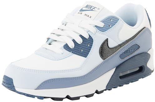 NIKE Damen WMNS AIR MAX 90 Sneaker, Summit White Black Ashen Slate Blue Tint, 39 EU