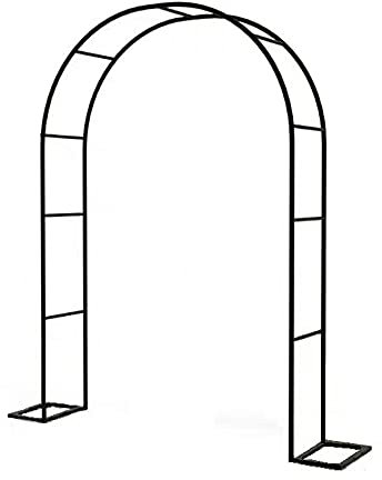 Wrought Iron Arch Flower Stand for Rose Climbing Plants Garden Wedding Pavilion Support Frame, 240cm Black