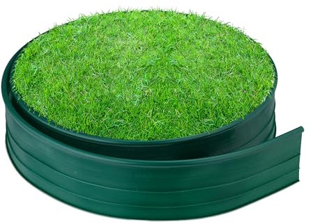 Relaxdays Recinto per Prato, Bordo per Aiuole, Sponda per Giardino HxL: 10 cm x 12 m, Bordatura in Plastica, Verde Scuro