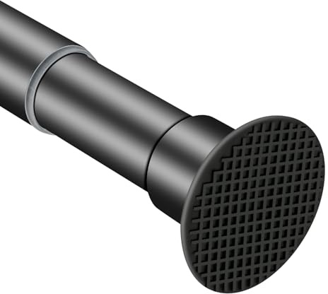 Tringle à rideau de douche noire de 71,1 à 100,3 cm, ne rouille pas, antidérapante, réglable, sans perçage, très résistante, tringle à ressort de 2,5 cm de diamètre pour salle de bain/placard/fenêtres