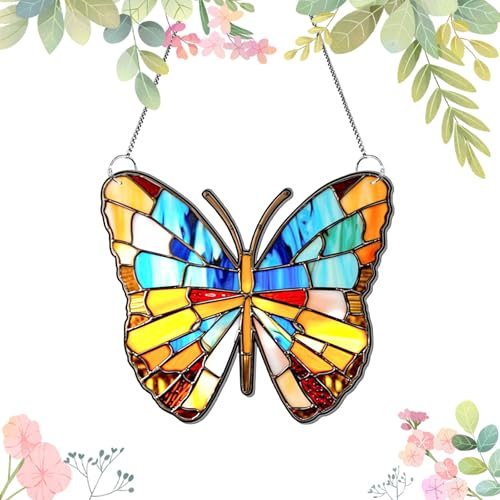 LUMOOM Acchiappasole a forma di farfalla, in acrilico, decorazione per finestre, decorazione da appendere, per giardino, per feste, pareti, casa, giardino (A)