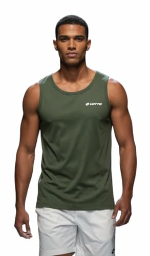 Lotto Canotta Uomo Cotone Colorata - Canottiera Uomo in Cotone Pettinato - Vogatore (M, 1 Pezzo Militare)