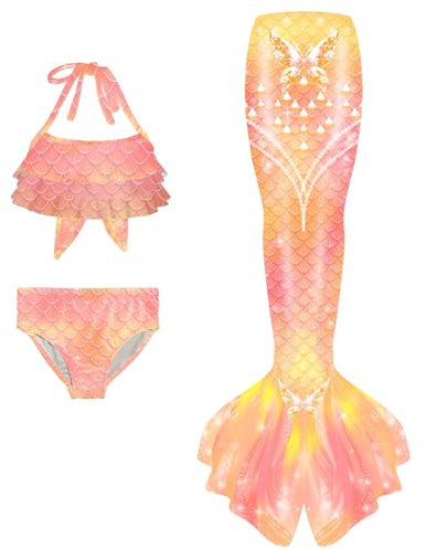 Modaworld 𝙈eerjung𝙛rauen𝙛losse Mädchen Mit Bikini Set schwimm𝙛lossen Kinder 𝙈eerjung𝙛rau 𝙈eerjung𝙛rauen Badeanzug 𝙈ono𝙛losse Bikinis Badekleid Badebekleidung Für 4-13 Jahre