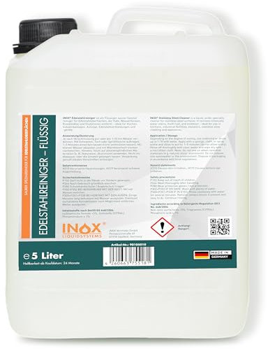 INOX® Edelstahlreiniger 5L – Edelstahl Reiniger & Politur für Küche, Spüle & Haushalt – Hochwirksame Edelstahlpflege für glänzende Oberflächen