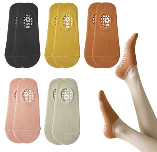 Yoga Chaussettes Antiderapant Chaussettes,5 Paires, Chaussette Antidérapante Pour Femmes Et Hommes, pour Pilates, Yoga, Ballet, Sport,Danse