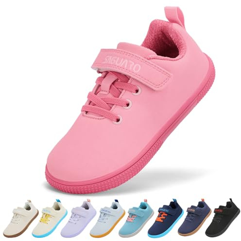 SAGUARO Enfant Barefoot Shoes Chaussures Minimalistes Baskets Enfant Garçons Filles Sneakers pour Le Sport ou Un Usage Quotidien Rose, 28 EU