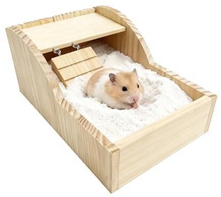 Hamster Sandbad Låda Trä Avtagbar Behållare | Badlåda För Hamstrar För Gerbiler Chinchillor Igelkottar Samt För Användning I Inomhus I Vardagsrum Badrum Sovrum