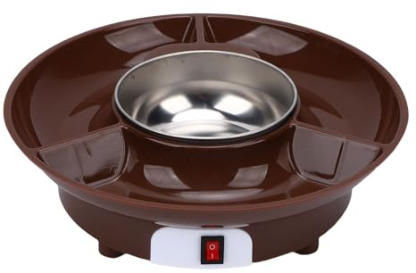 Greensen Olla Eléctrica para Fondue de Chocolate, Derretidor de Chocolate de Acero Inoxidable Grado Alimenticio con Tazón de 10 Oz y Bandeja Desmontable de 3 Secciones, para de Postres (Enchufe