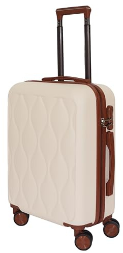 Genérico Maleta de Cabina 55x40x20 cm | Equipaje de Mano | Estructura Rígida ABS y Ruedas Dobles (Cream)