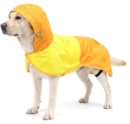 Impermeable para Perro, Chaqueta Impermeable contra Lluvia para Perro con Capucha Ajustable y Tiras Elásticas - Ligero y Transpirable para Perros Pequeños, Medianos o Grandes XXL