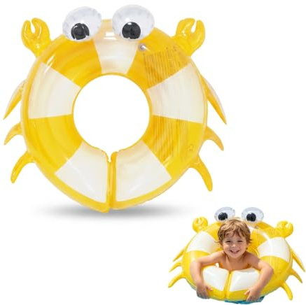 HUANYO Inflatable Crab Swim Ring for Kids 3-8 Years, Children’s Pool Float, Kids Water Wings for Beach, Pool, Bathtub Toy