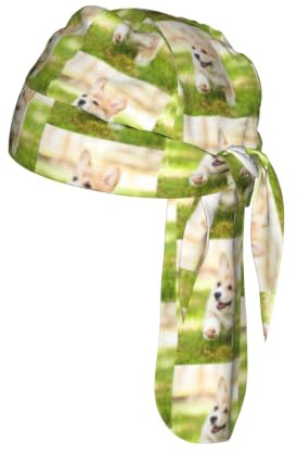 Corgi - Gorro moderno con estampado de cachorro, diseño de calavera, absorbe la humedad, para debajo del casco, 22-24 pulgadas