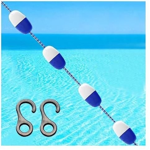 Diviseur de ligne de piscine – Kit de corde flottante de sécurité avec 2 crochets en acier inoxydable, ligne d'entraînement à la natation pour la natation