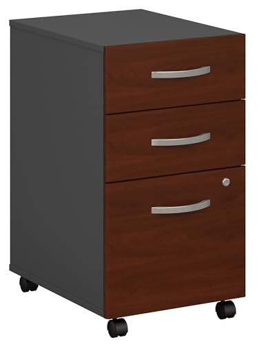 Bush Business Furniture Series C 3 Drawer Rolling File Cabinet in Hansen Cherry, Fully Assembled Under Desk Storage with Wheels for Home and Professional Office