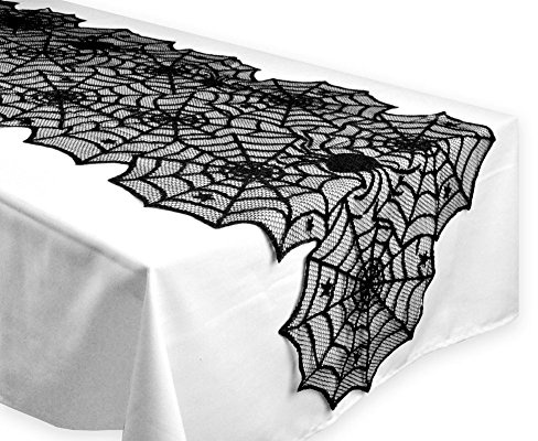 AISHNE Spider Web Table Cloth Halloween Cobweb Lace Fabric Runner Cover-Stripe 18*72inch