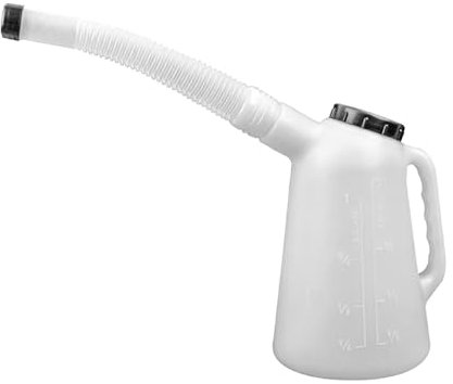 Faithfull Plastic Oil Pourer, Metric and Imperial Measuring Oil Can with Flexible Pouring Spout & Screw Cap - 1 Litre